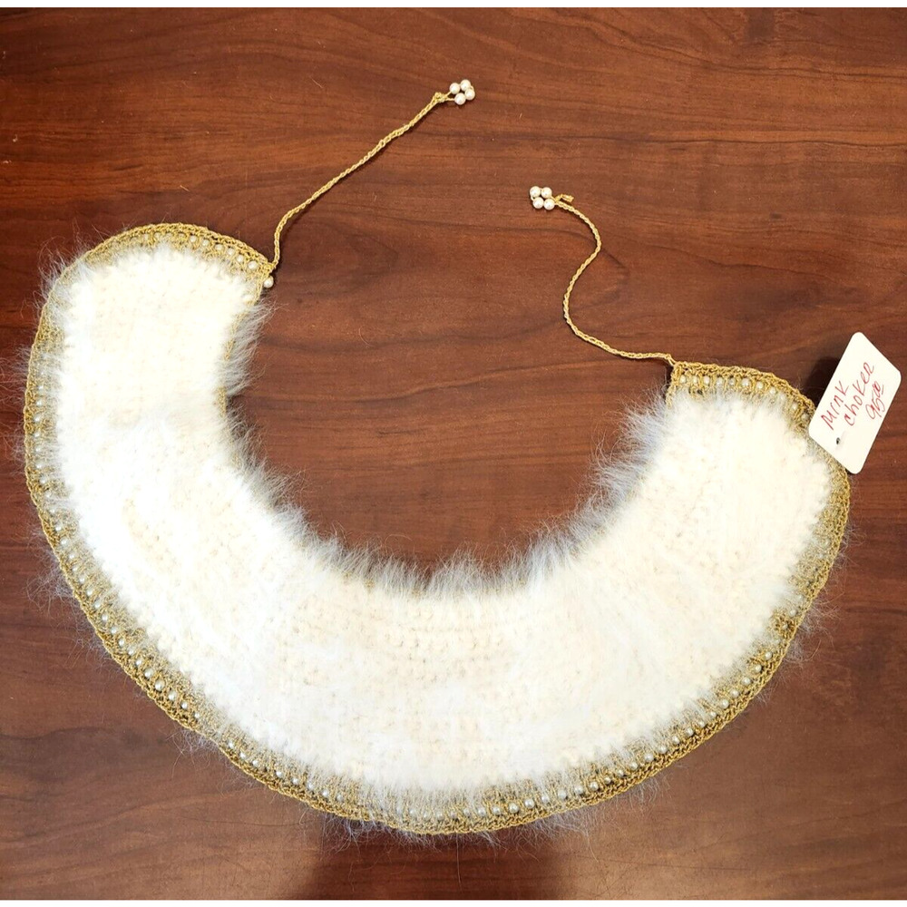 Mink Choker Collar White Vintage Pharoah style‎